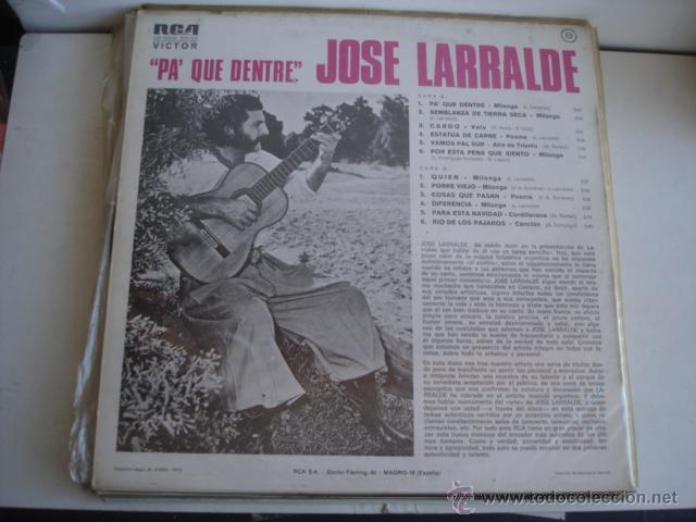 Discos de vinilo: JOSE LARRALDE PA&acute; QUE DENTRE - Foto 2