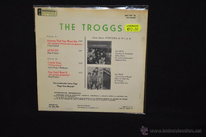 Discos de vinilo: THE TROGGS - COUSIN JANE + 3 - EP - Foto 2