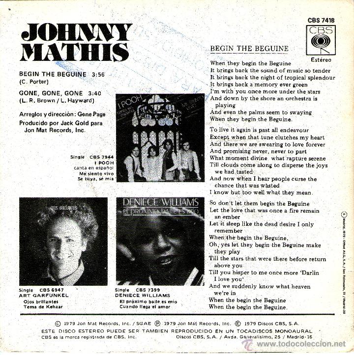 Discos de vinilo: JOHNNY MATHIS - BEGIN THE BEGINE - Foto 2