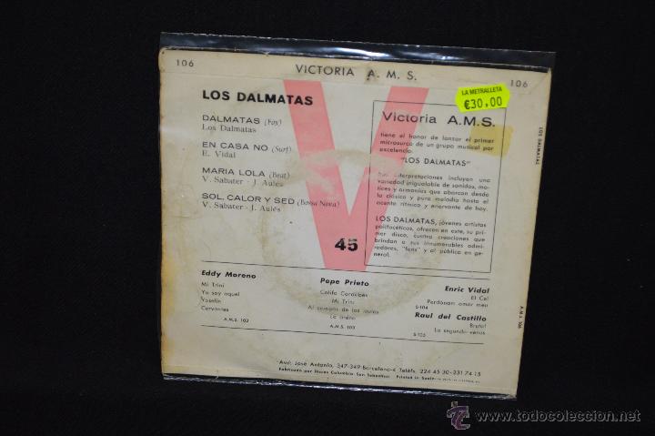 Discos de vinilo: LOS DALMATAS - DALMATAS + 3 - EP - Foto 2