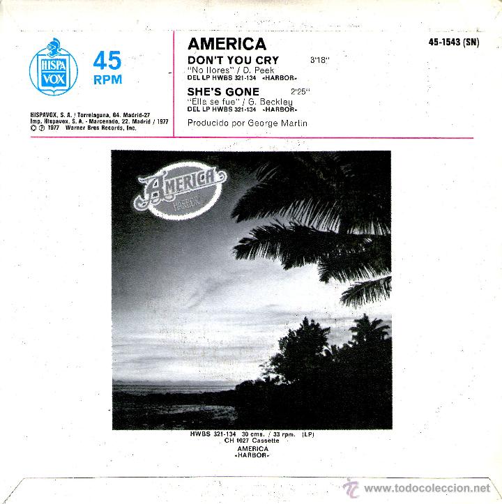 Discos de vinilo: AMERICA DONT YOU CRY - Foto 2