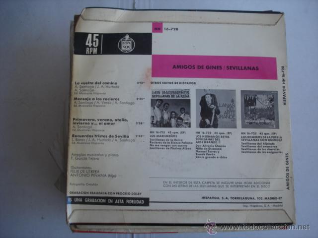 Discos de vinilo: AMIGOS DE GINES   SEVILLANAS  EP - Foto 2
