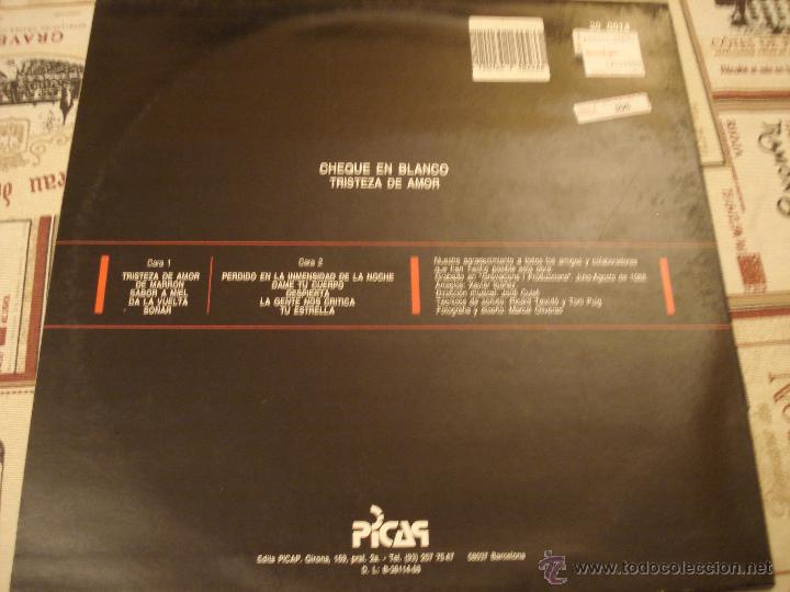 Discos de vinilo: cheque en blanco - tristeza de amor - Foto 2