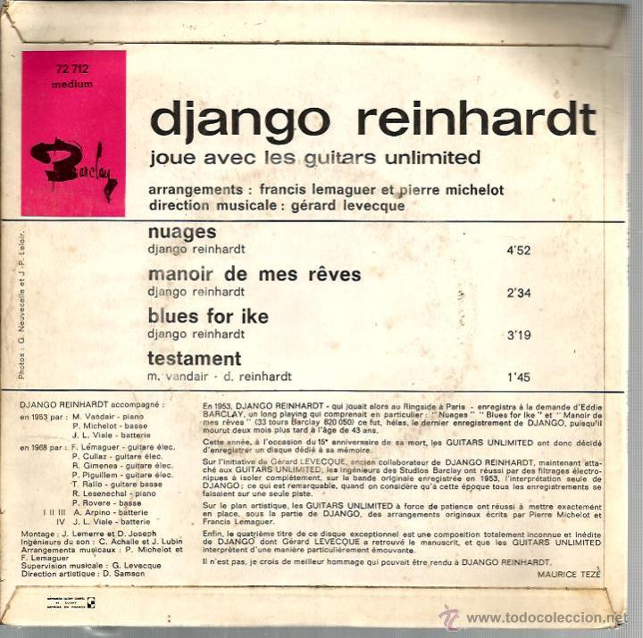 Discos de vinilo: EP DJANGO REINHARDT : NUAGES + 3 - Foto 2