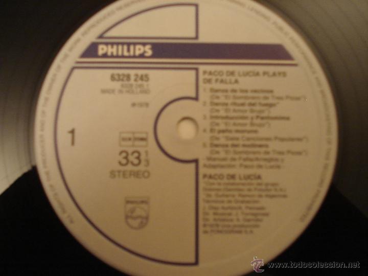 Discos de vinilo: PACO DE LUCIA - PLAYS MANUEL DE FALLA 1978 - HOLANDA - Foto 4