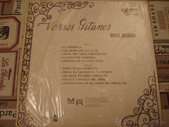 Discos de vinilo: MIGUEL HERRERO - VERSOS GITANOS - Foto 2