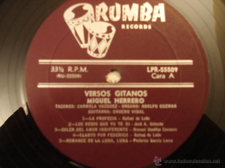 Discos de vinilo: MIGUEL HERRERO - VERSOS GITANOS - Foto 3