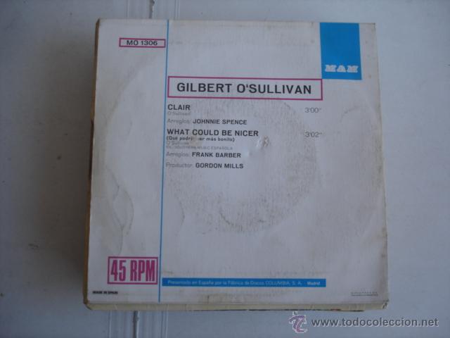 Discos de vinilo: Gilbert OSullivan     Clair / What Could Be Nicer - Foto 2