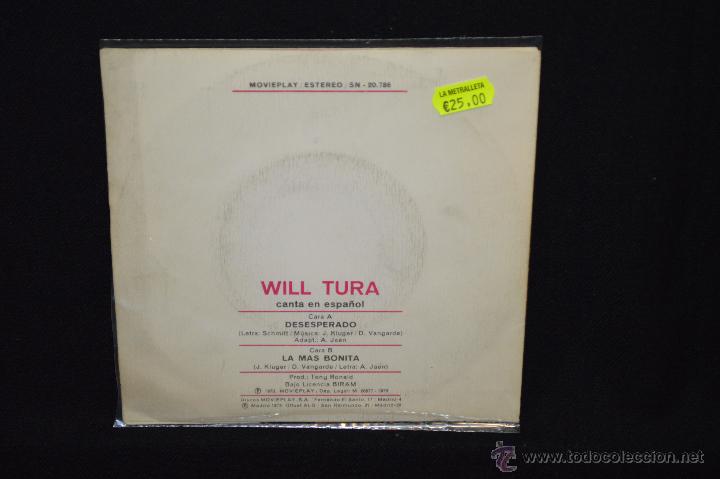 Discos de vinilo: WILL TURA -DESESPERADO+1 SINGLE - Foto 2
