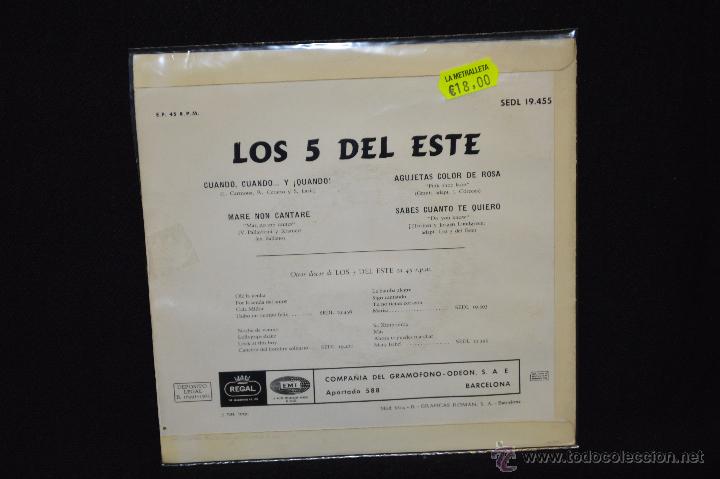 Discos de vinilo: LOS 5 DEL ESTE - CUANDO, CUANDO... Y &iexcl;QUANDO! +3 - EP - Foto 2