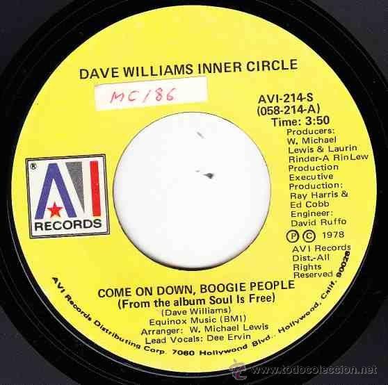 Discos de vinilo: Dave Williams Inner Circle - Come On Down, Boogie People (single) - Foto 1