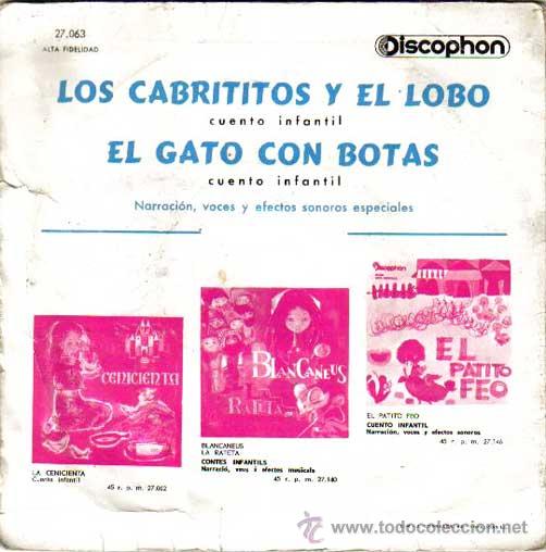Discos de vinilo: EL LOBO Y LOS CABRITILLOS,cabrititos, EL GATO CON BOTAS discophon 1961 - Foto 2