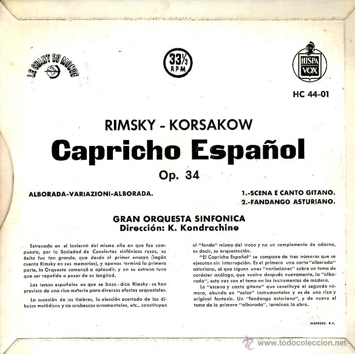 Discos de vinilo: RIMSKY KORSAKOW / CAPRICHO ESPA&Ntilde;OL - Foto 2