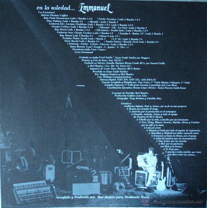 Discos de vinilo: Emmanuel - En la soledad... - Edici&oacute;n de 1983 de Espa&ntilde;a - Promocional - Foto 3