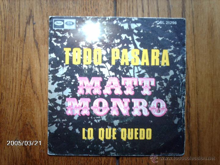 Discos de vinilo: matt monro  -  todo pasara  +  la que pudo - Foto 1