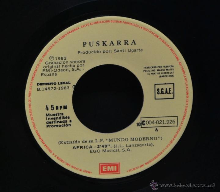 Discos de vinilo: Vinilo   -  PUSKARRA  -  AFRICA - Foto 3