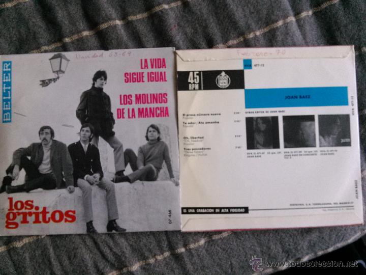 Discos de vinilo: LOS GRITOS - JOAN BAEZ (single y el) - Foto 2