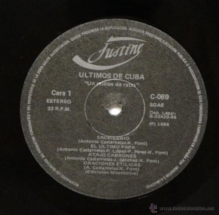 Discos de vinilo: VINILO ULTIMOS DE CUBA - UN MILLON DE RATAS - Foto 3