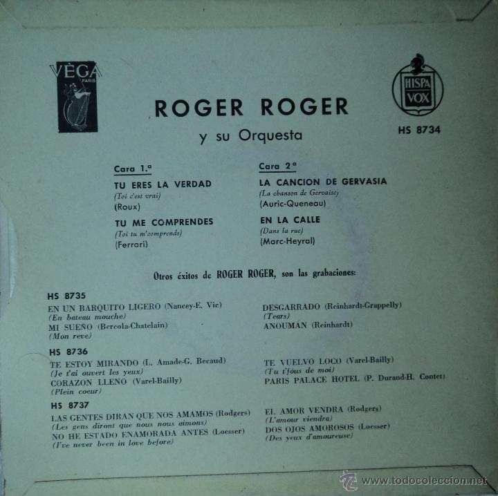 Discos de vinilo: Roger Roger y Orquesta - Tu eres la verdad - Edici&oacute;n de Espa&ntilde;a - Foto 2