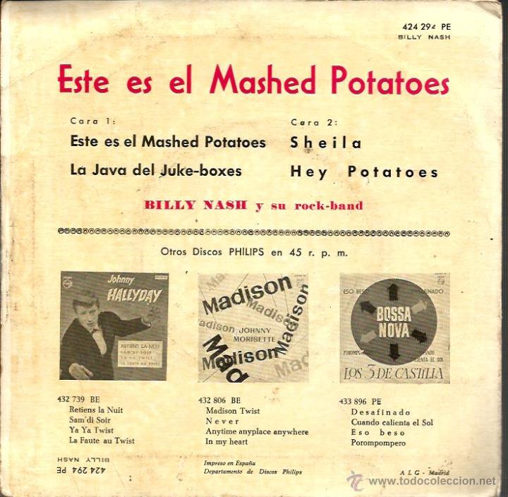 Discos de vinilo: EP BILLY NASH ROCK BAND : ESTE ES EL MASHED POTATOES - Foto 2