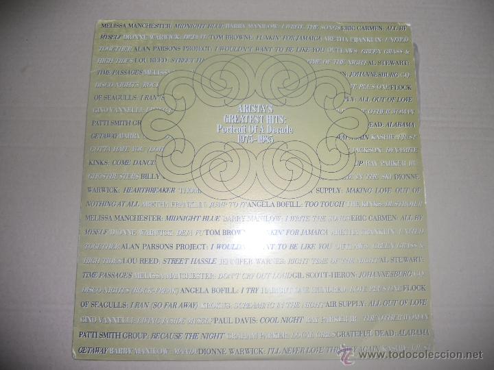 Discos de vinilo: ARISTA'S GREATEST HITS PORTRAIT OF A DECADE 1975-1985 (LP) (VER FOTO CONTENIDO COMPLETO) A&Ntilde;O 1986 TR