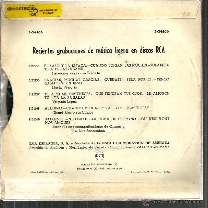 Discos de vinilo: EP GIANNI ALES Y SUS CHICOS : LLEVAME - Foto 2