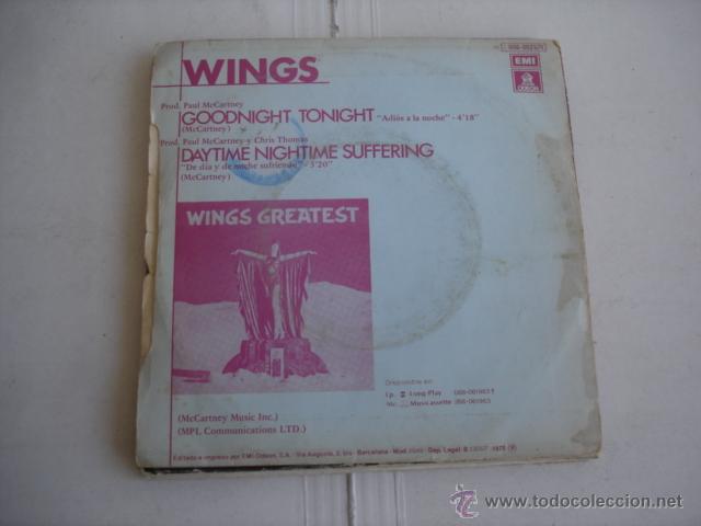 Discos de vinilo: Wings    Adi&oacute;s A La Noche - Foto 2