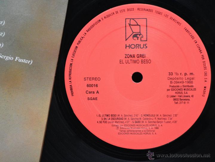 Discos de vinilo: Vinilo  - ZONA GREI  -  EL ULTIMO BESO - Foto 3