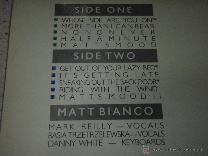 Discos de vinilo: Matt Bianco &lrm;&ndash; Whose Side Are You On, Spain 1984 WEA - Foto 3