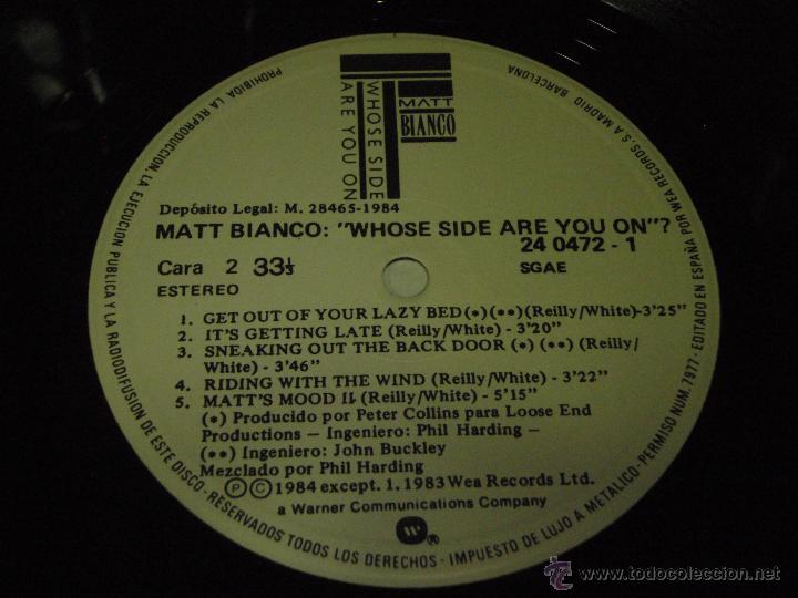 Discos de vinilo: Matt Bianco &lrm;&ndash; Whose Side Are You On, Spain 1984 WEA - Foto 4