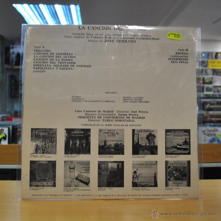 Discos de vinilo: JOSE SERRANO / PABLO SOROZABAL - LA CANCION DEL OLVIDO - LP - Foto 2