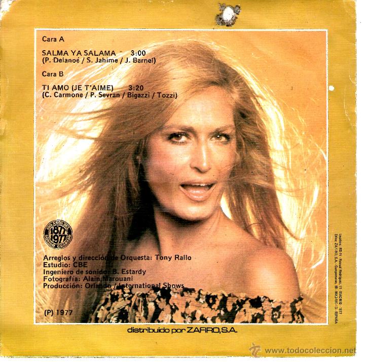 Discos de vinilo: DALIDA - SALMA YA SALAMA / TI AMO - Foto 2
