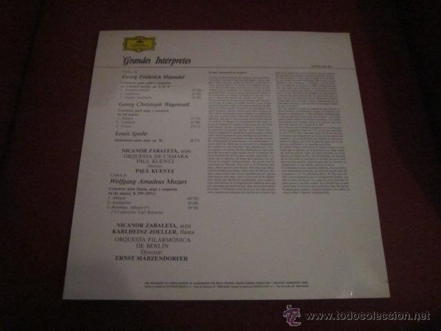 Discos de vinilo: ZABALETA. OBRAS PARA ARPA. GRANDES INT&Eacute;RPRETES. - Foto 2