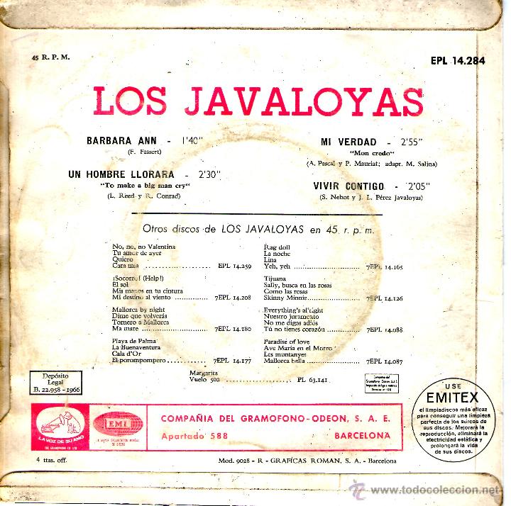 Discos de vinilo: LOS JAVALOYAS BARBARA ANN - Foto 2