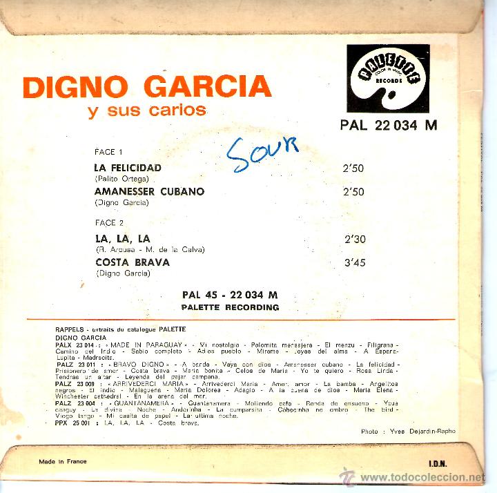 Discos de vinilo: DIGNO GARCIA LA FELICIDAD - Foto 2