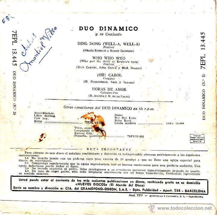 Discos de vinilo: DUO DINAMICO - DING -DONG - Foto 2