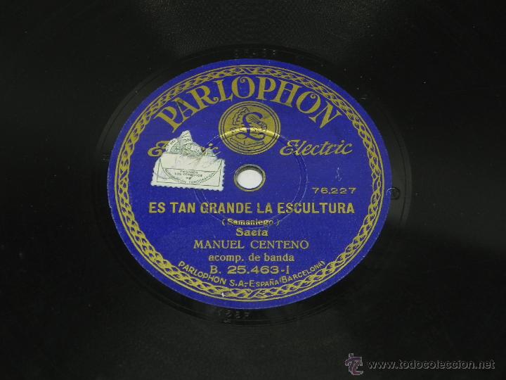 Discos de vinilo: DISCO DE PIZARRA DE MANUEL CENTENO, ES TAN GRANDE LA ESCULTURA / POR ESA EXPRESION LLOROSA, SAETA, E - Foto 4 - 47335161