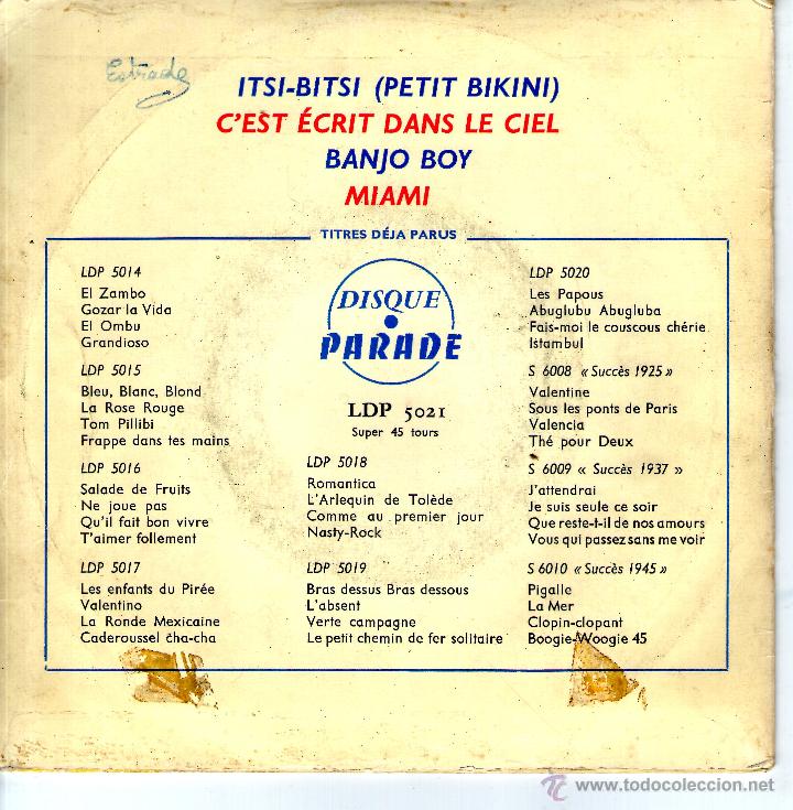 Discos de vinilo: ITSI BITSI PETIT BIKINI CEST ECRIT DANS LE CIEL - Foto 2