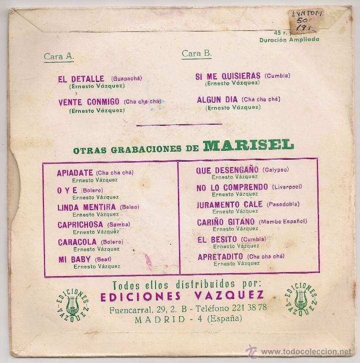 Discos de vinilo: MARISEL - EL DETALLE + 3 (EP LUYTOM 1973 SPAIN) - Foto 2