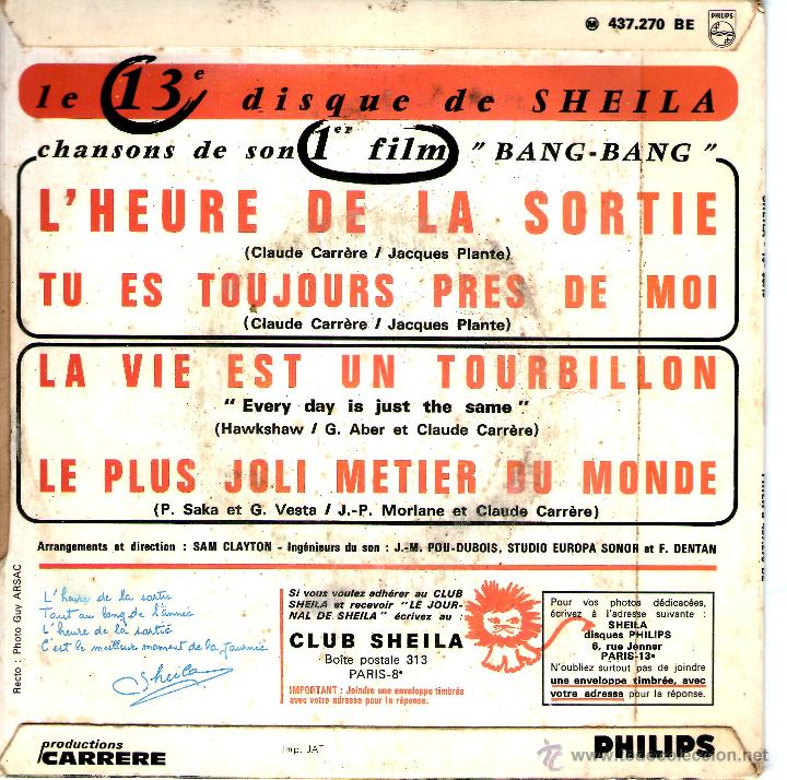 Discos de vinilo: SHEILA - LHEURE DE LA SORTIE - Foto 2