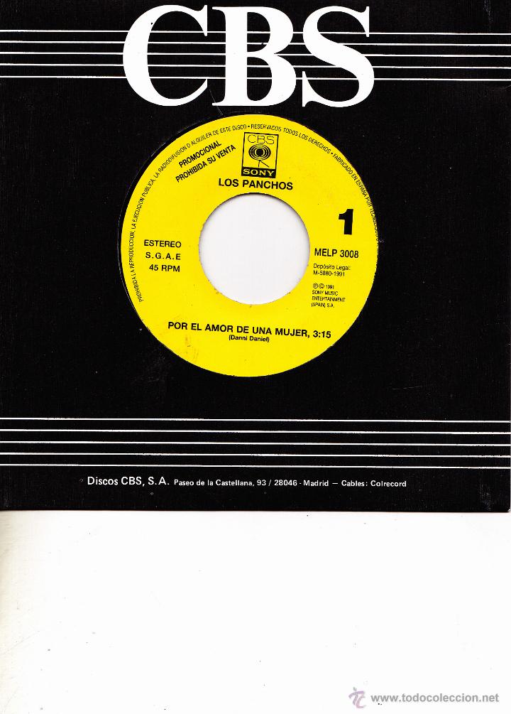 Disques de vinyle: LOS PANCHOS-POR EL AMOR DE UNA MUJER SINGLE VINILO 1991 SIN PORTADA PROMOCIONAL SPAIN