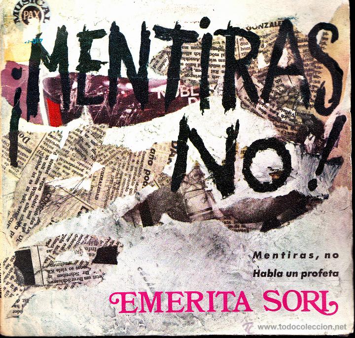 Disques de vinyle: EMERITA SORI-MENTIRAS, NO + HABLA UN PROFETA SINGLE VINILO 1969 SPAIN