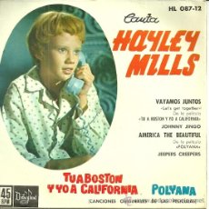 Discos de vinilo: HAYLEY MILLS EP SELLO HISPAVOX EDITADO EN ESPAÑA AÑO 1962. Lote 47496699