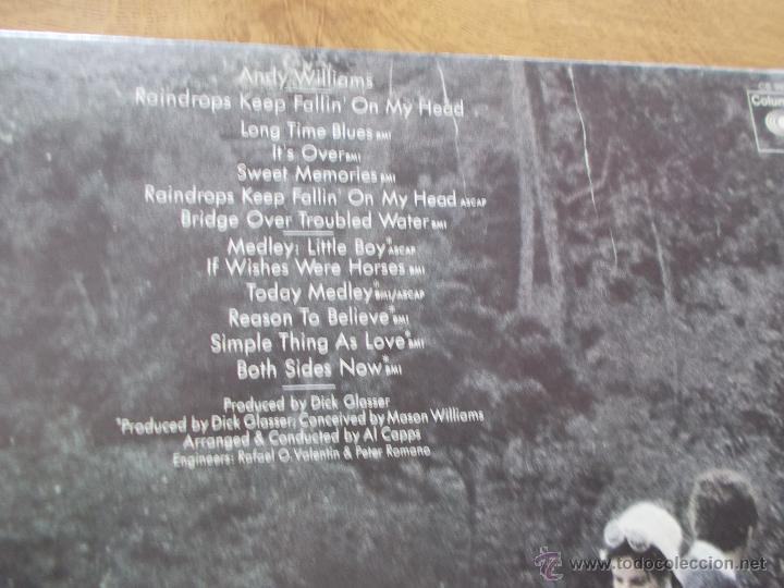 Discos de vinilo: ANDY WILLIAMS  RAINDROPS KEEP FALLIN ON MY HEAD. - Foto 2