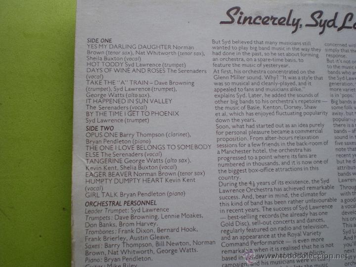 Discos de vinilo: sincerely syd lawrence lp philips PEPETO - Foto 2