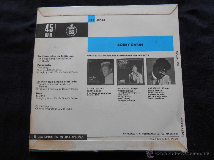 Discos de vinilo: BOBBY DARIN // LA DAMA VINO DE BALTIMORE + 3 - Foto 2