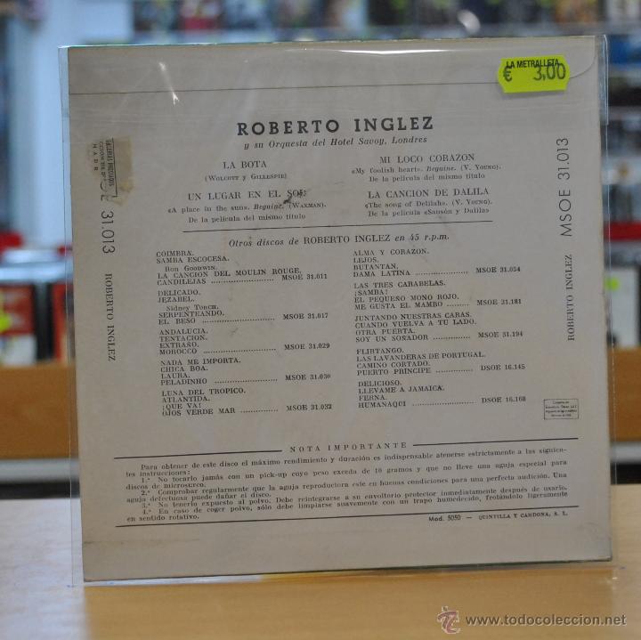 Discos de vinilo: ROBERTO INGLEZ Y SU ORQUESTA - LA BOTA + 3 - EP - Foto 2