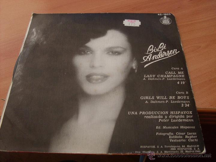 Discos de vinilo: BIBI ANDERSEN (CALL ME ) SINGLE ESPA&Ntilde;A 1980 (EPI23) - Foto 3