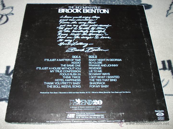 Discos de vinilo: BROOK BENTON - THE INCOMPARABLE - Foto 3