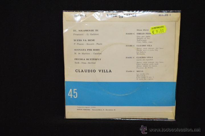Discos de vinilo: CLAUDIO VILLA - TU, SOLAMENTE TU +3 - EP - Foto 2